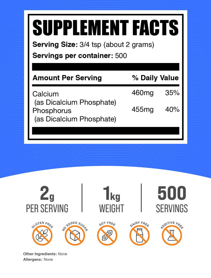 Dicalcium phosphate powder label 1kg