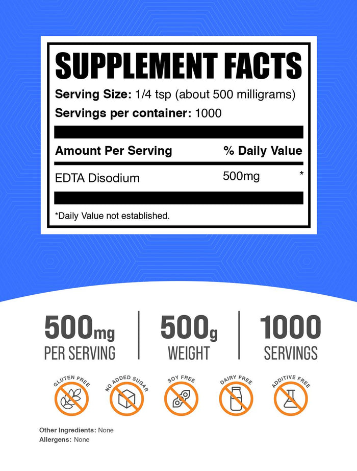 Disodium EDTA powder label 500g