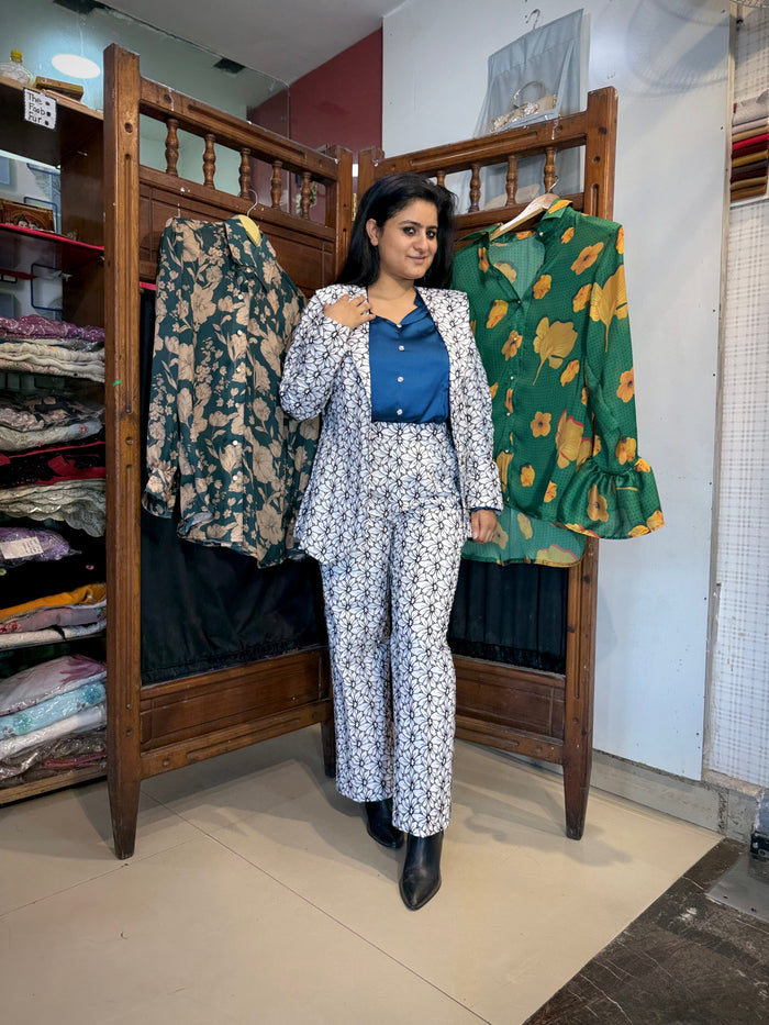 Embroidered Blazer Suit