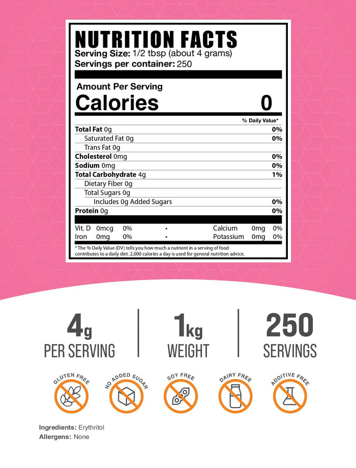 Erythritol powder label 1kg