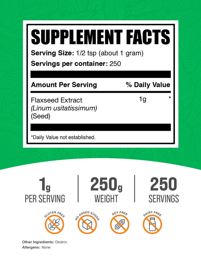Flaxseed extract powder label 250g