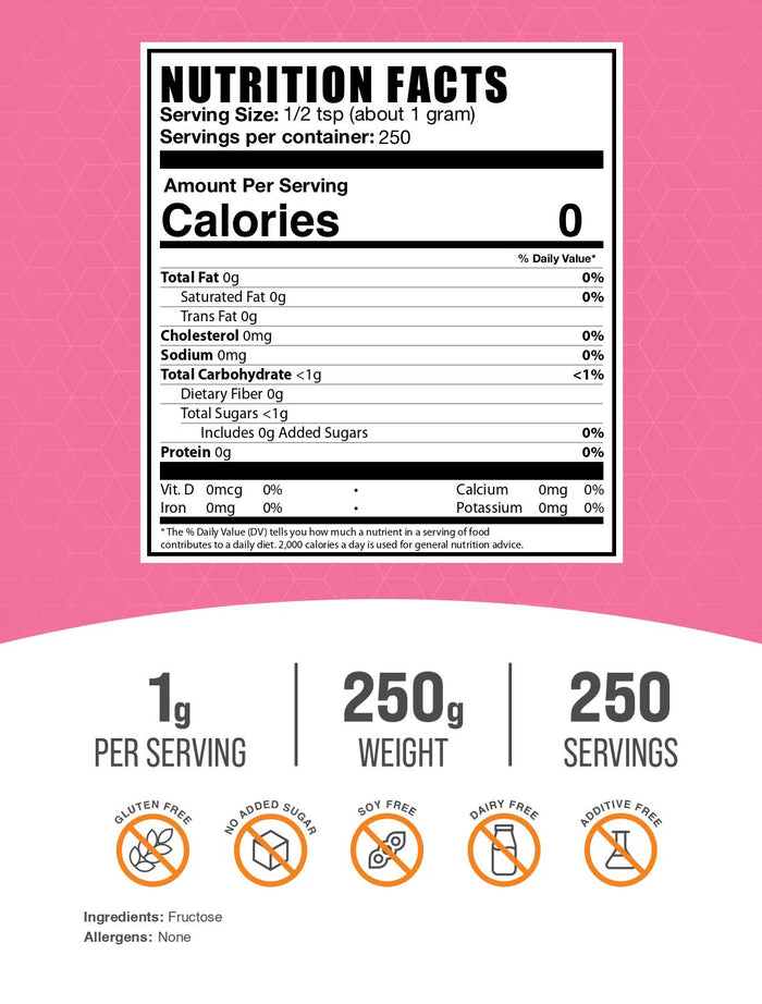 Fructose powder label 250g
