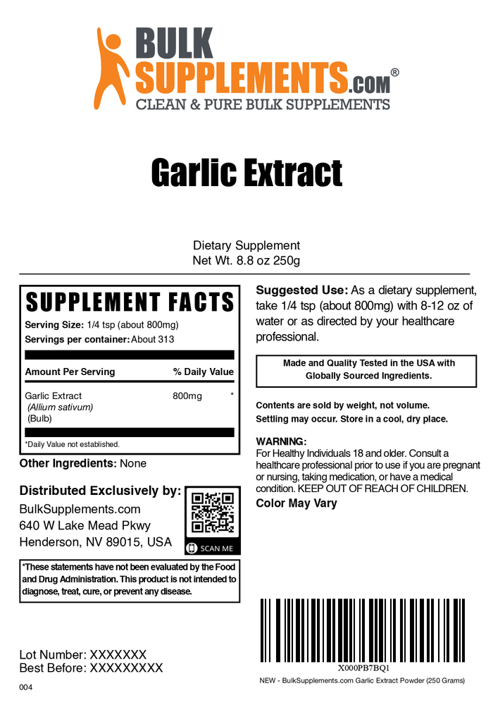 Garlic extract powder label 250g