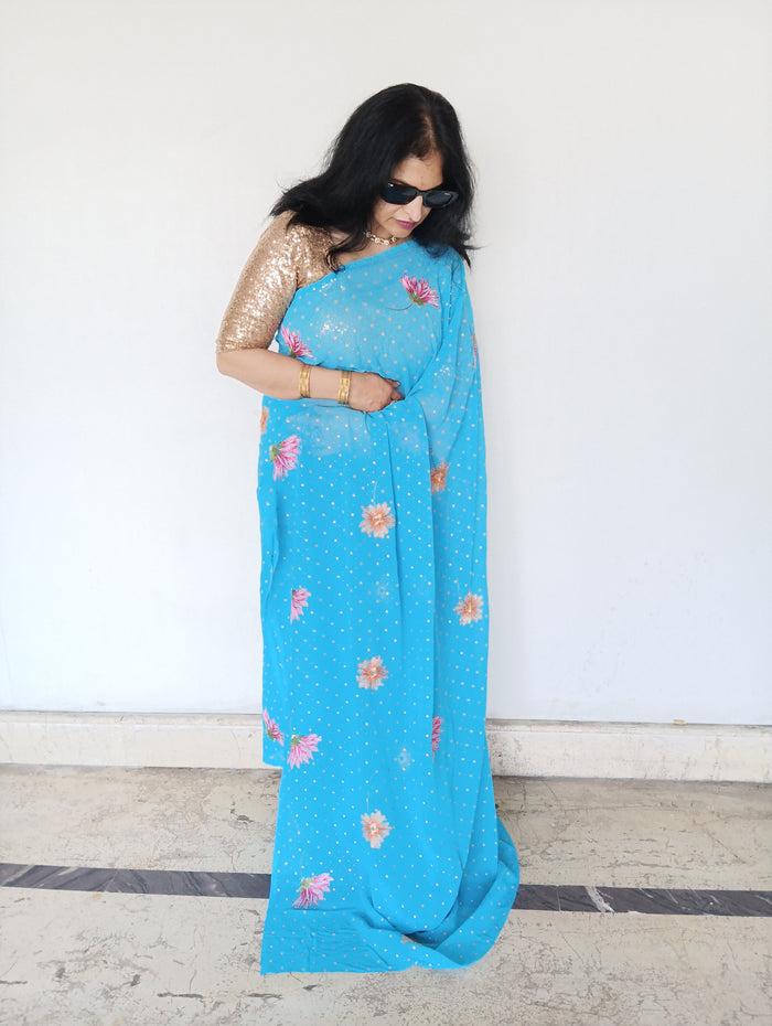 GEORGETTE EMBROIDERED SAREE