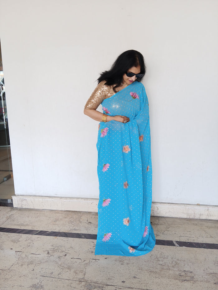 GEORGETTE EMBROIDERED SAREE