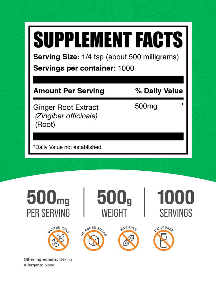 Ginger root extract powder label 500g