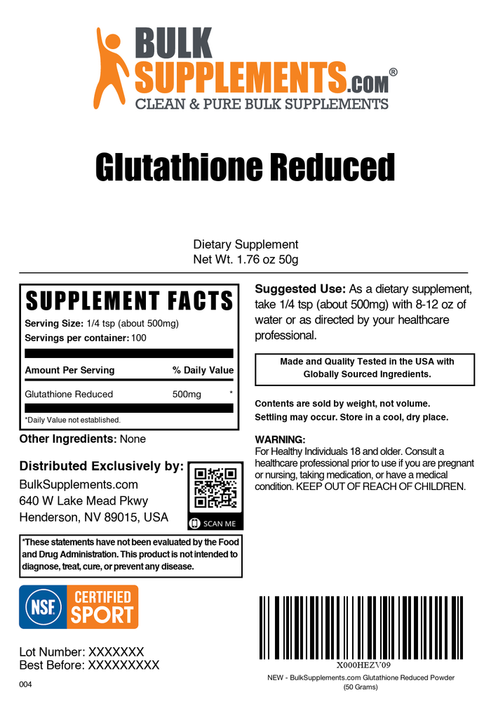 Glutathione Reduced Powder 50g Plain Label