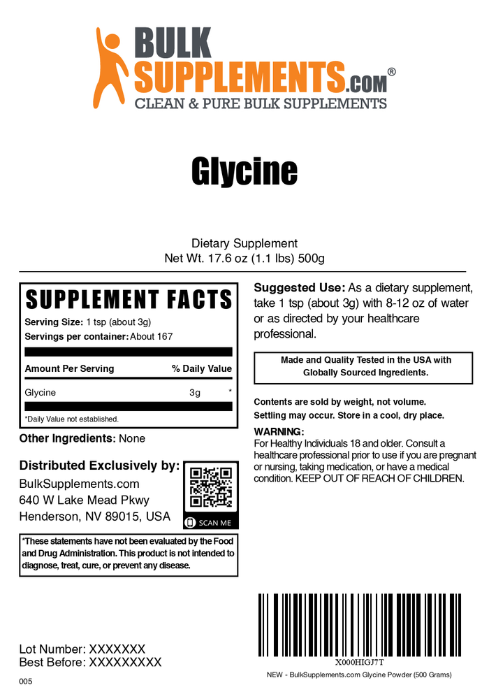 Glycine powder label 500g