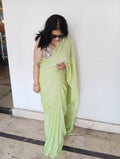 GREEN FLOWY SAREE