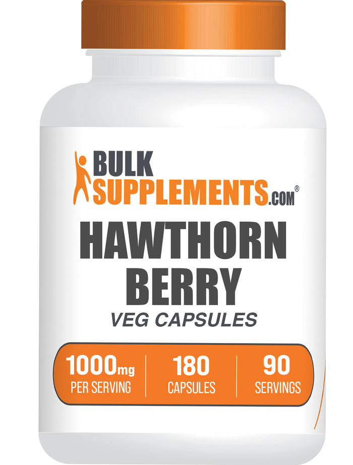 BulkSupplements.com Hawthorn Berry Extract 180 capsules bottle image