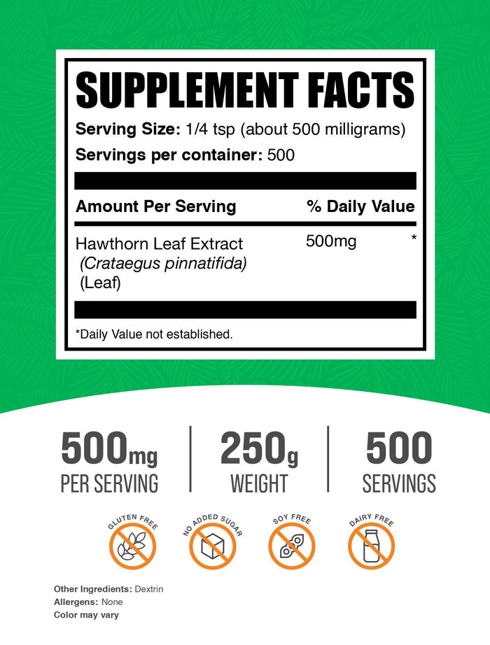 Hawthorn Leaf Extract Powder 250g Label