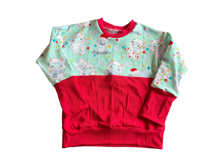 Holiday Yeti Grow with me 12m-3t Dolman shirt