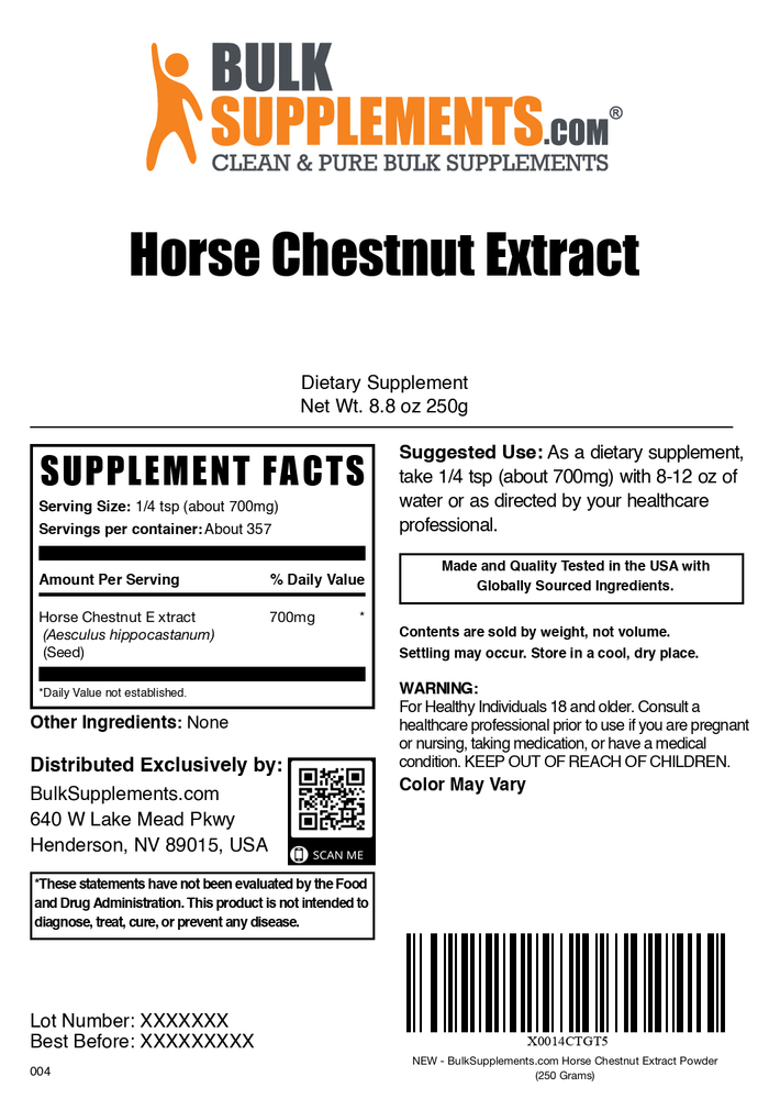 Horse chestnut extract powder label 250g
