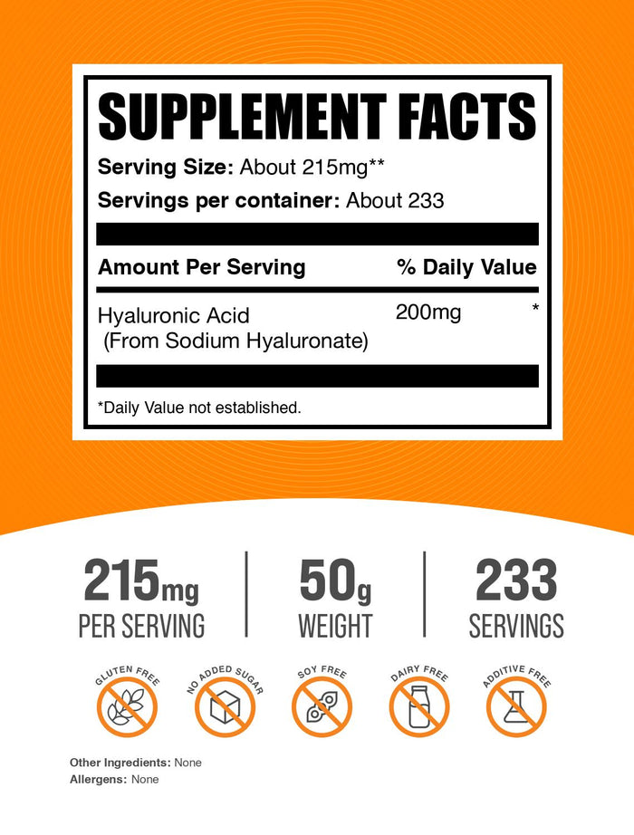 Hyaluronic acid powder label 50g