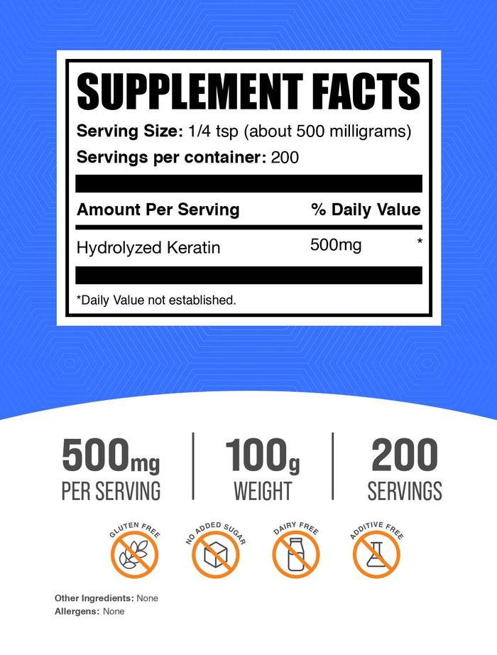 Hydrolyzed Keratin Powder 100g Label