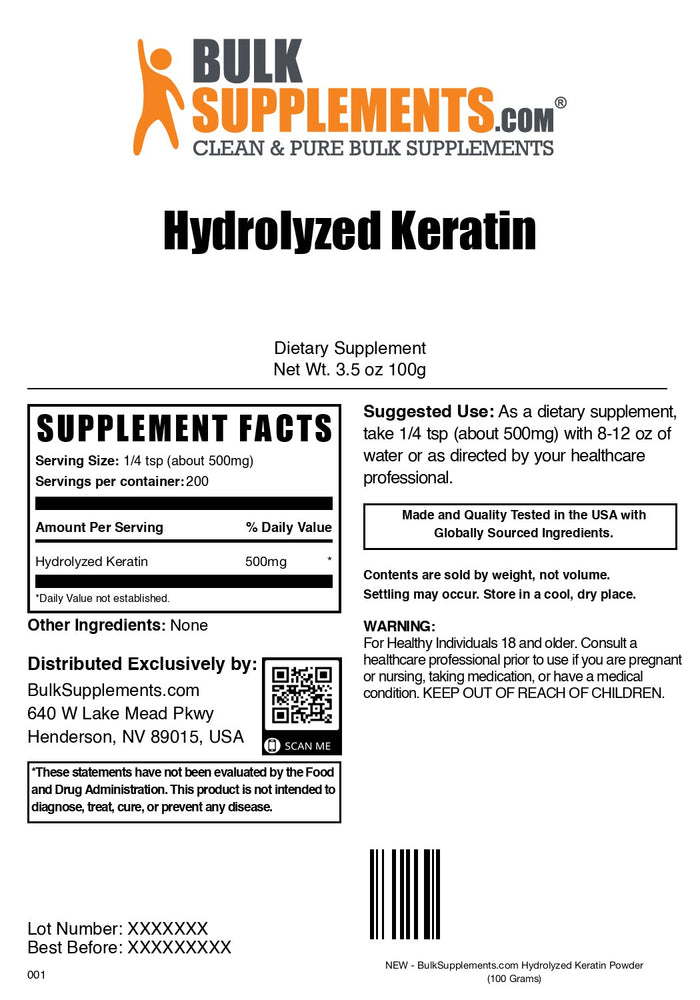 Hydrolyzed Karatin Powder 100g Plain Label