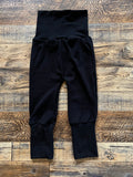 Solid black 3-12m Miniloones grow with me pants