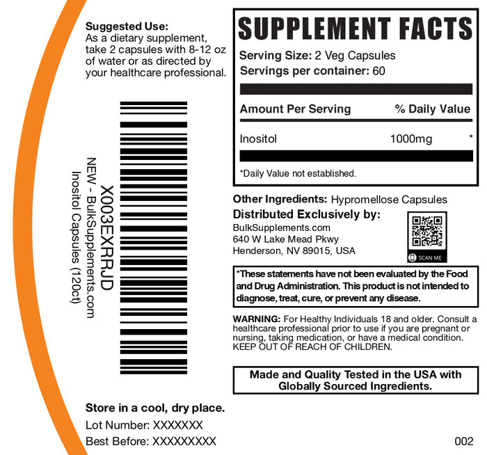 Inositol 120 capsules label
