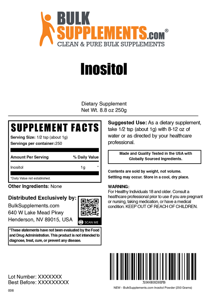 Inositol (Vitamin B8) Powder 250g Plain Label