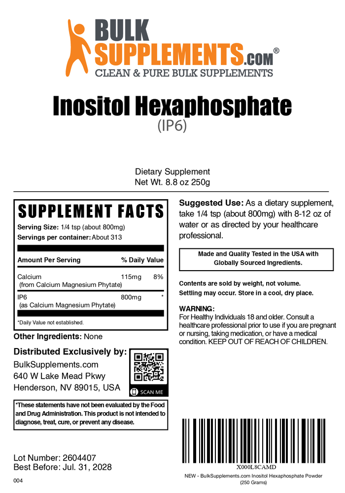 Inositol Hexaphosphate (IP6) Powder 250g Plain Label