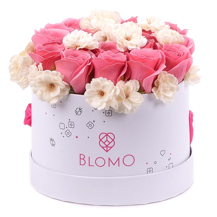 Irigo biely BLOMO box "M" 18 parfume voňavé ruže a kvety čerešne