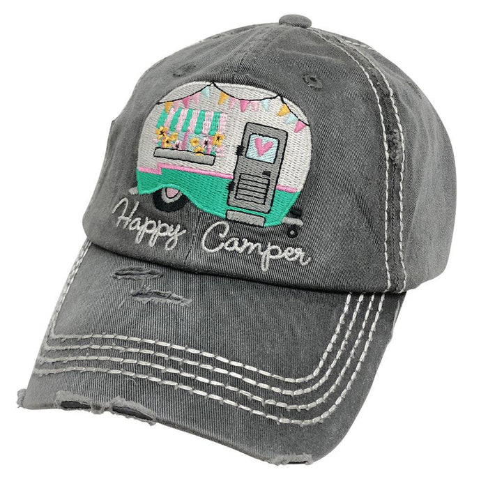 KBV-1276 Happy Camper-Torn Look-Black