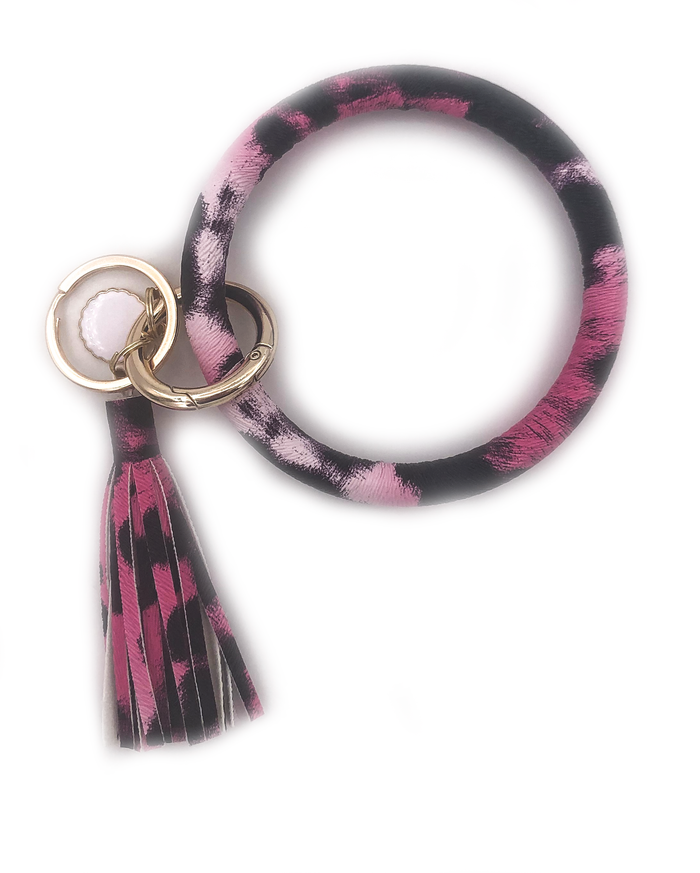 KC-8845 Pink Leopard Wristlet Key Chain