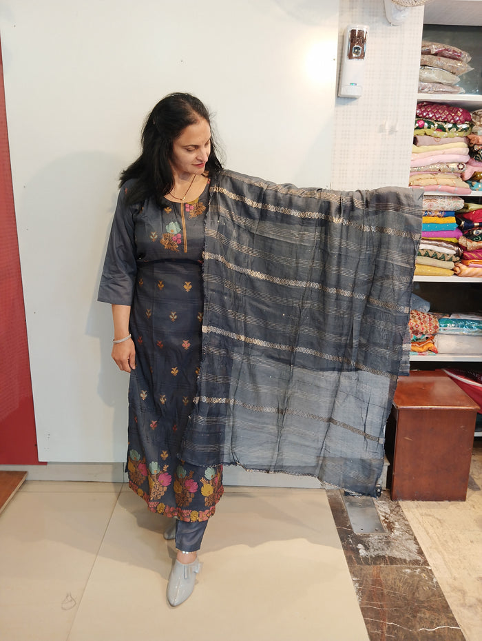 Khadi silk designer suit set