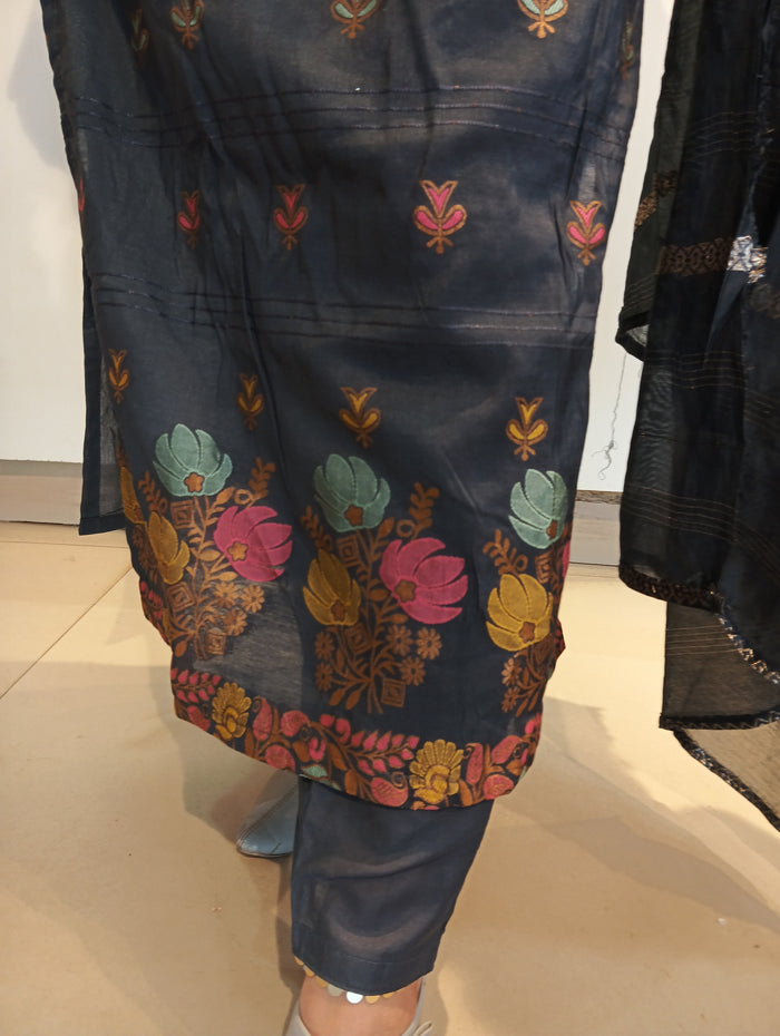 Khadi silk designer suit set