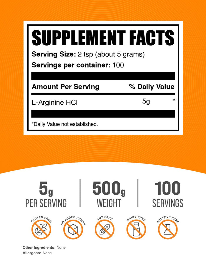 L-Arginine HCl powder label 500g
