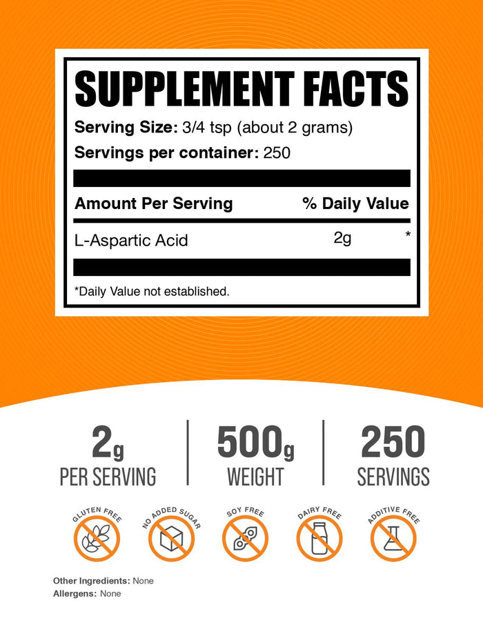 L-Aspartic Acid powder label 500g