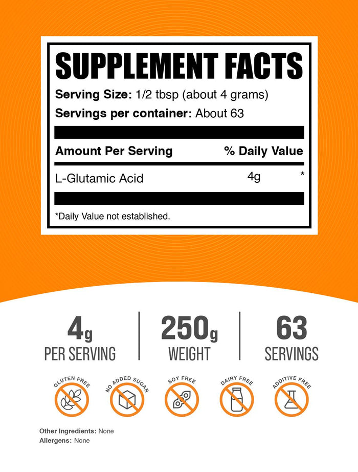 L-Glutamic acid powder label 250g
