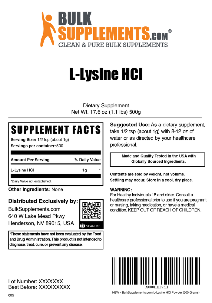 L-Lysine HCl powder label 500g