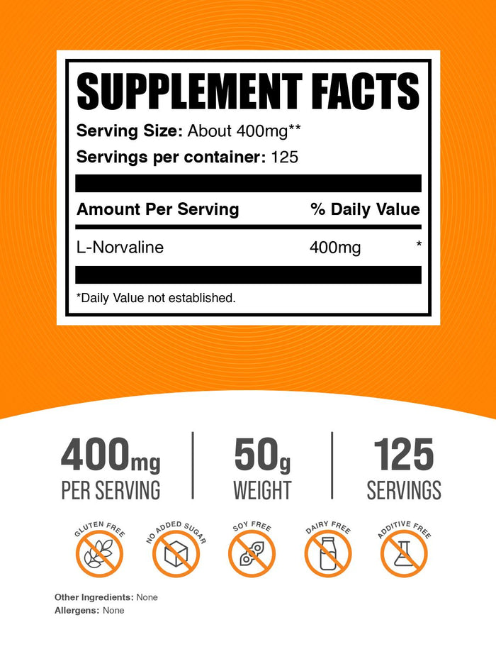 L-Norvaline powder label 50g
