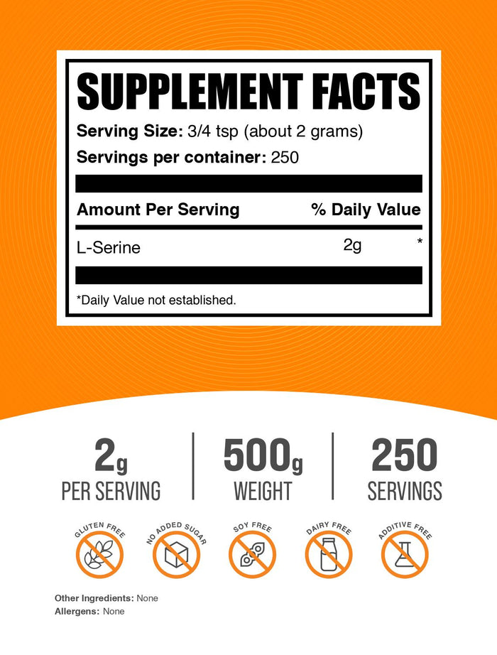 L-Serine powder label 500g