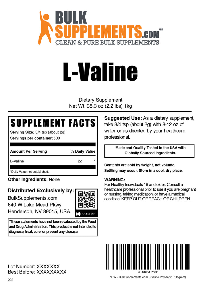 L-Valine powder label 1kg