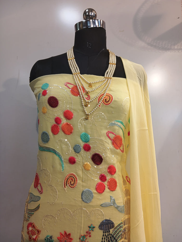 Lemon YellowPure Georgette Suit