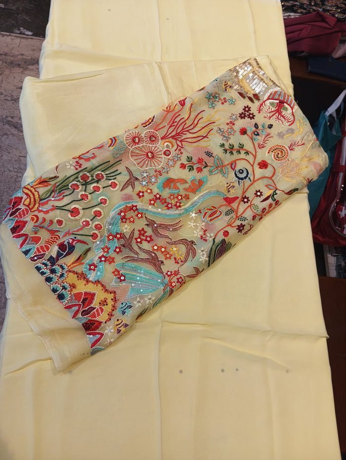 Lemon YellowPure Georgette Suit