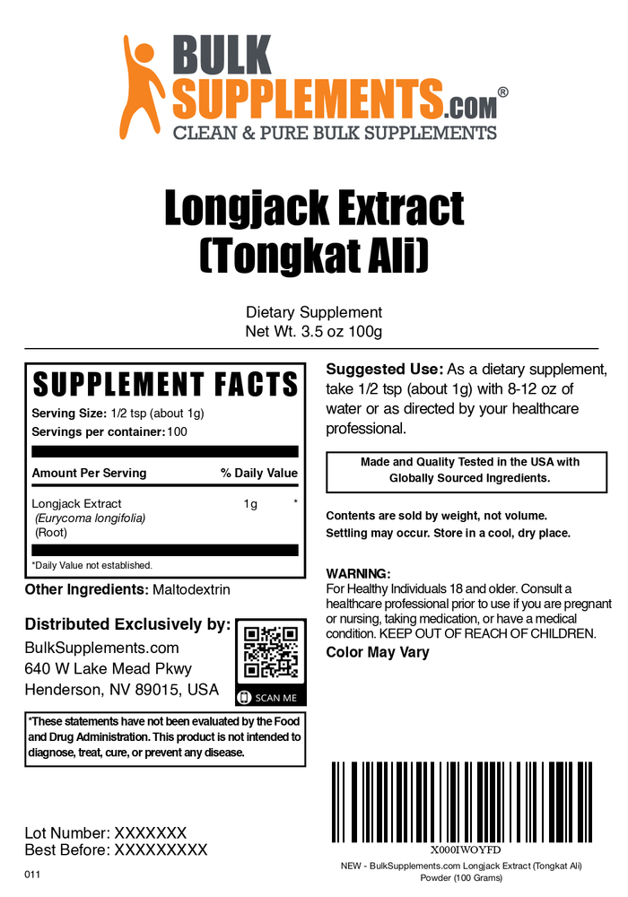 Longjack extract (tongkat ali) powder label 100g