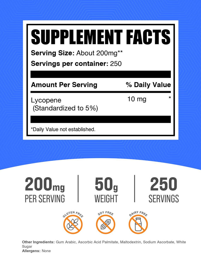 Lycopene 5% Powder 50g Label