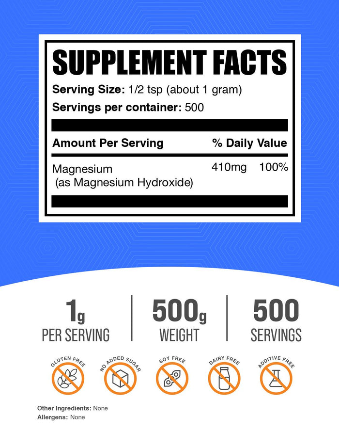 Magnesium hydroxide powder label 500g
