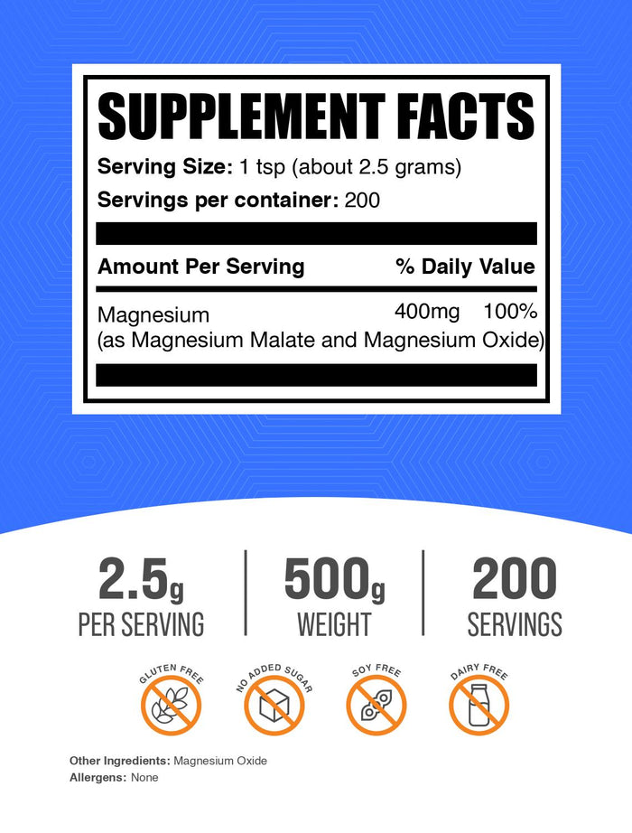 Magnesium Malate Powder 500g Label