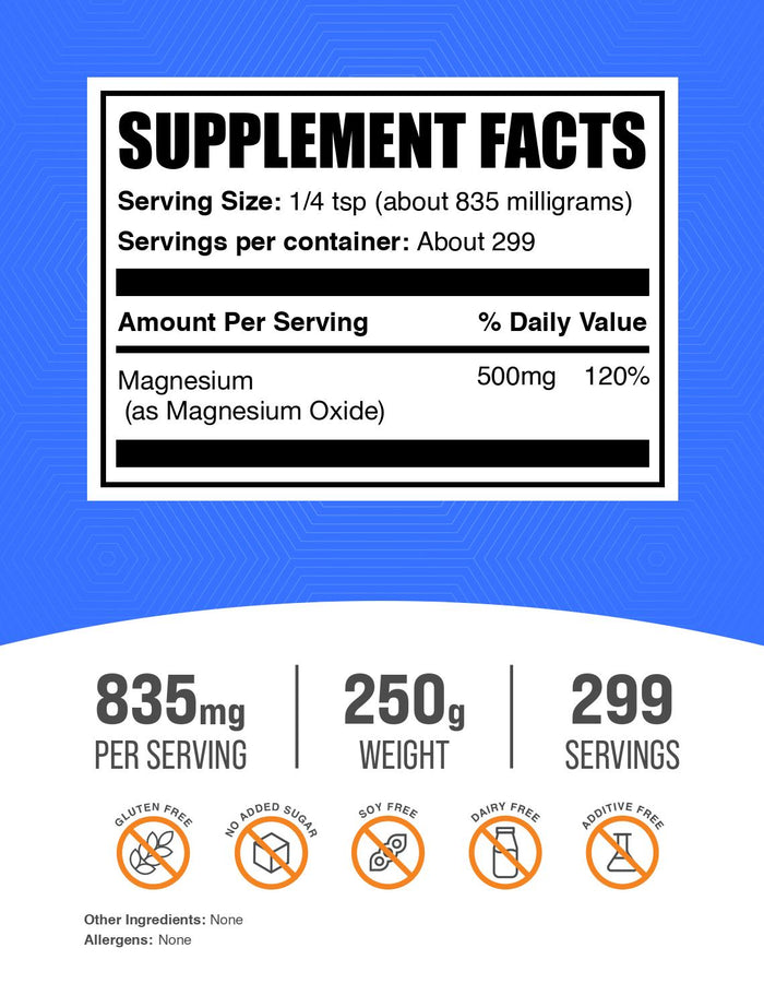 Magnesium oxide powder label 250g