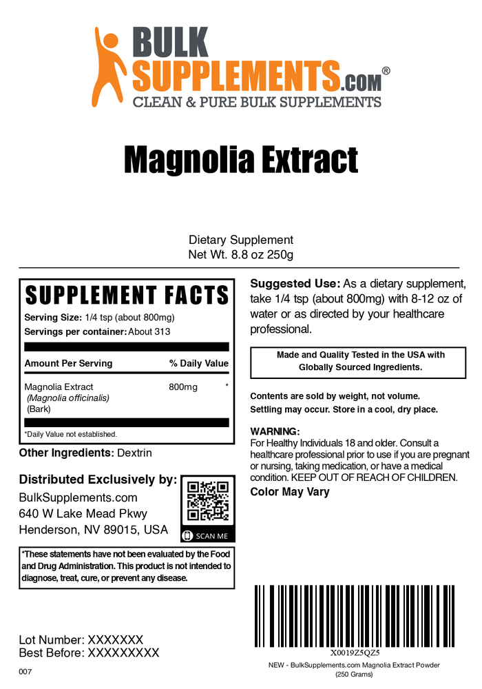 Magnolia extract powder label 250g