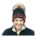 MB-17 MESSY BUN BUFFALO PLAID BLACK RED/BLACK