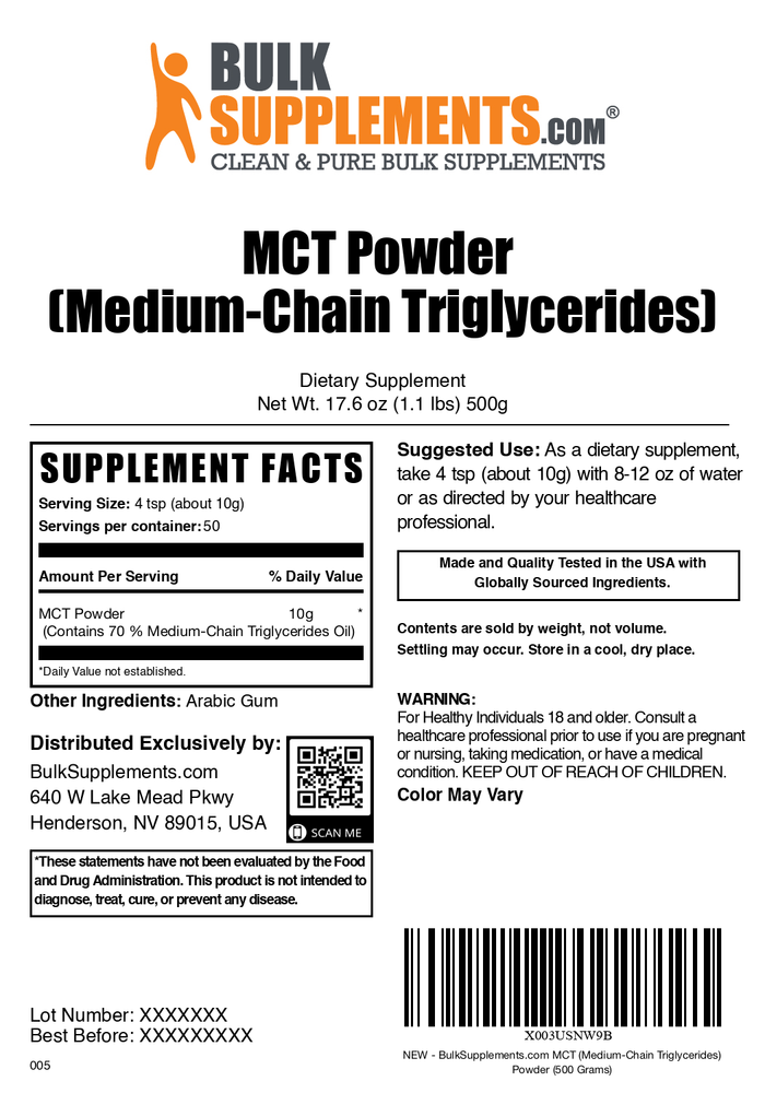 MCT powder label 500g