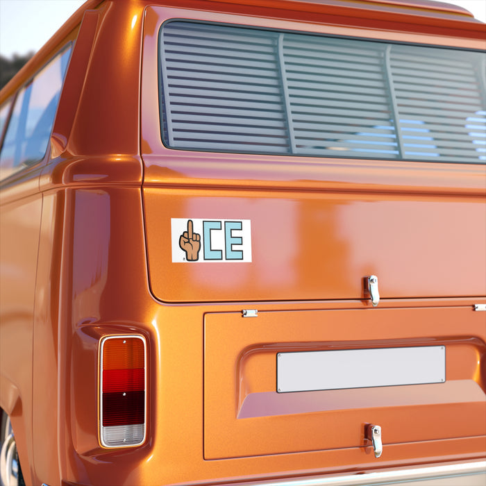 Middle Finger ICE Bumper Sticker – Funny Provocative Car Decal