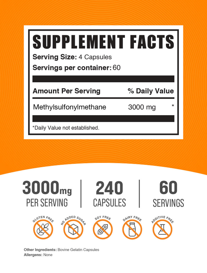 MSM 240 capsules label