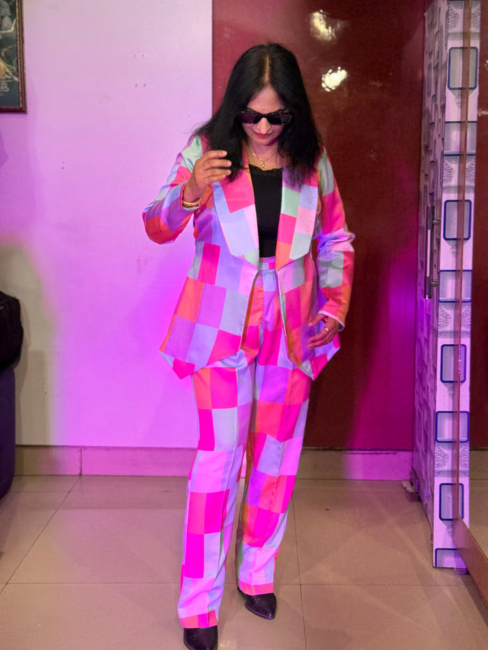 Multicoloured Blazer Suit