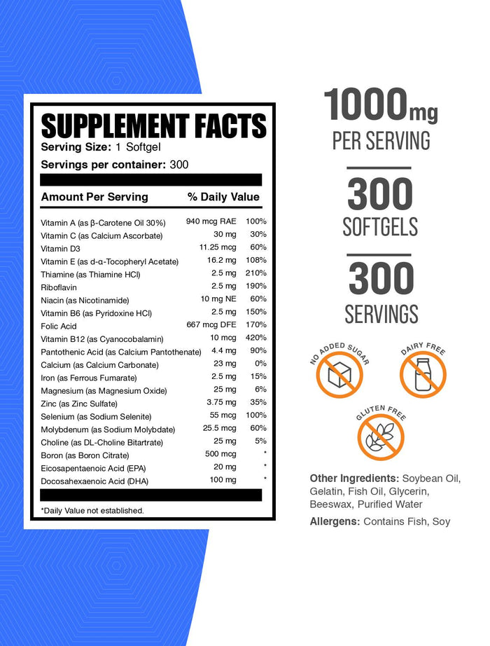Multivitamin Softgels for Men 300ct Label
